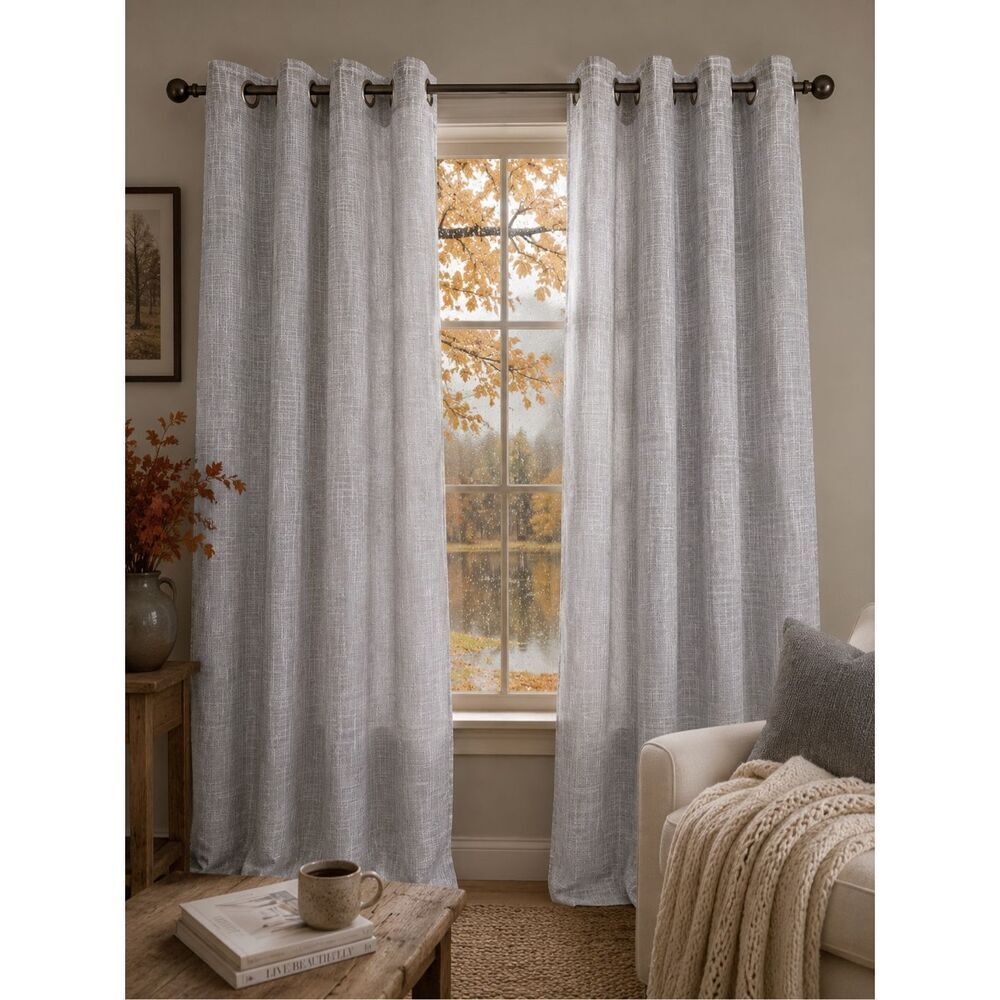 Better Homes & Gardens Soft Gray Curtain Panels Modern Grommet Sz 82” X 36”
